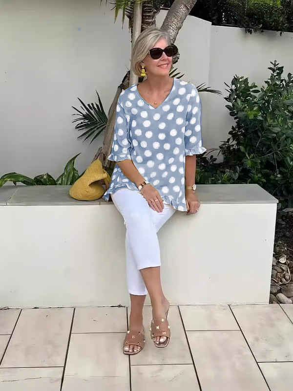 Kate | Vintage Print Chic Luźna Bluzka
