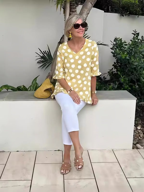 Kate | Vintage Print Chic Luźna Bluzka