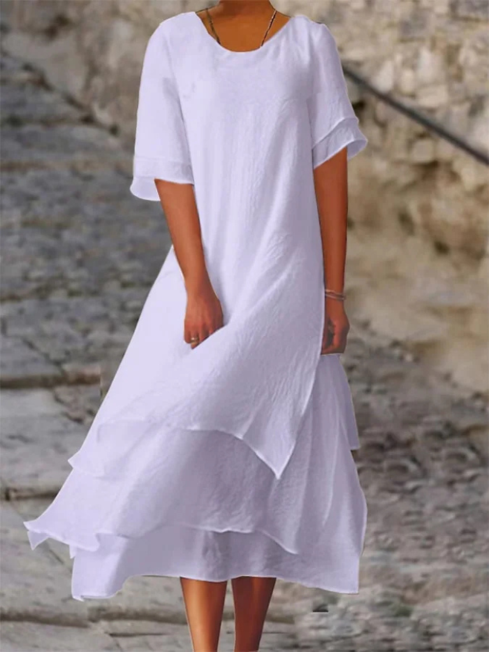 Isilde - Elegancka długa bawełniana sukienka